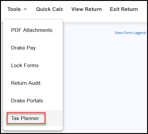 Tools > Tax Planner